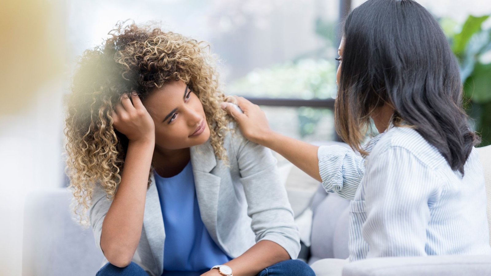 Therapist consoling patient